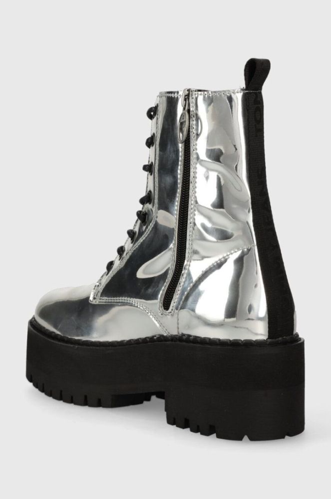 Черевики Tommy Jeans TJW FLATFORM ZIP UP METALLIC жіночі колір срібний на платформі EN0EN02403 фото 3