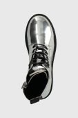 Черевики Tommy Jeans TJW FLATFORM ZIP UP METALLIC жіночі колір срібний на платформі EN0EN02403 Черевики Tommy Jeans TJW FLATFORM ZIP UP METALLIC жіночі колір срібний на платформі EN0EN02403
