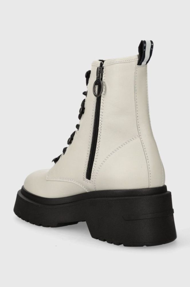 Шкіряні черевики Tommy Jeans TJW LACE UP BOOT CHUNKY жіночі колір бежевий на платформі EN0EN02404 фото 3