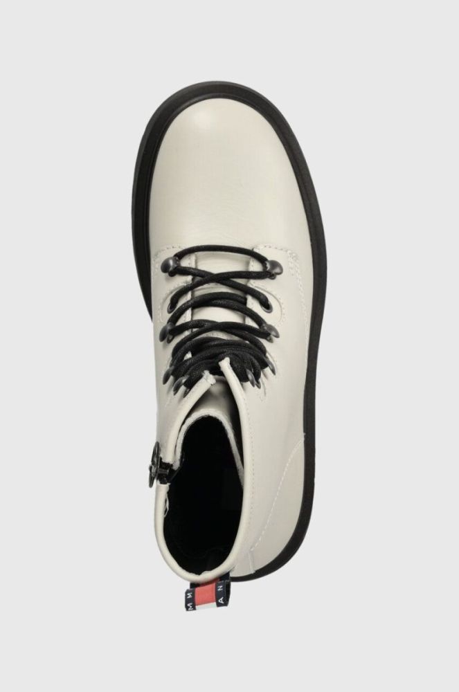 Шкіряні черевики Tommy Jeans TJW LACE UP BOOT CHUNKY жіночі колір бежевий на платформі EN0EN02404 фото 4