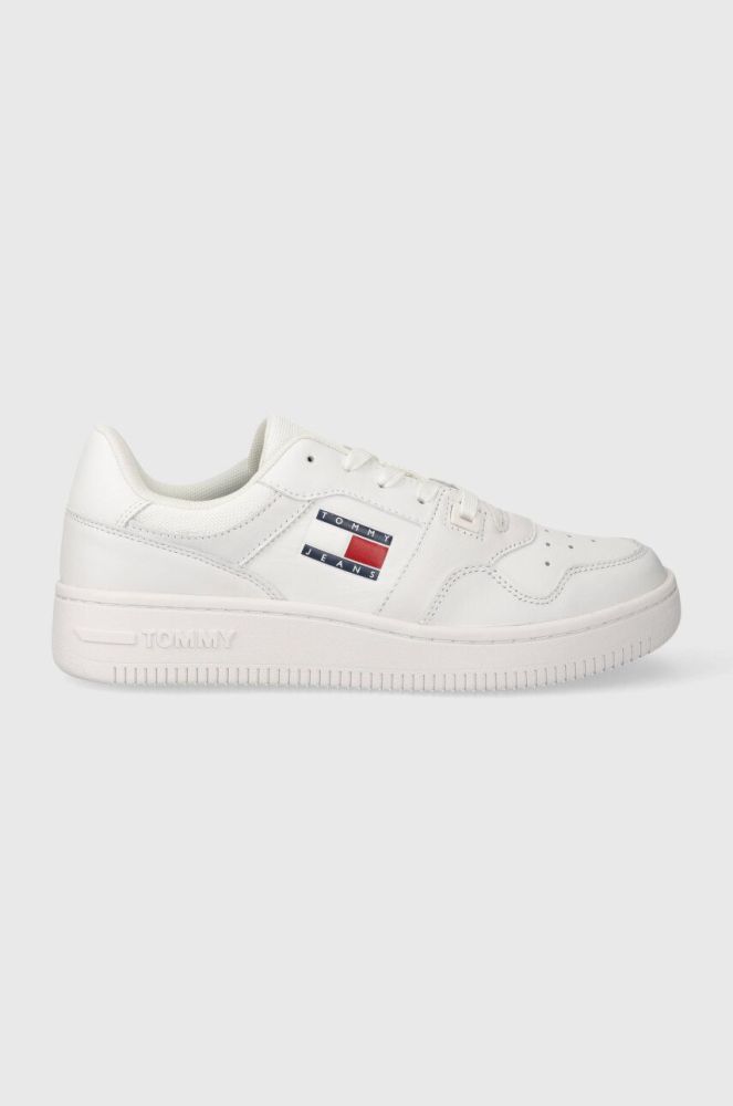 Шкіряні кросівки Tommy Jeans TJW RETRO BASKET ESS колір білий EN0EN02434