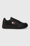 Шкіряні кросівки Tommy Jeans TJW RETRO BASKET ESS колір чорний EN0EN02434 Шкіряні кросівки Tommy Jeans TJW RETRO BASKET ESS колір чорний EN0EN02434