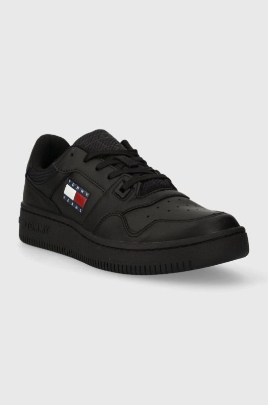 Шкіряні кросівки Tommy Jeans TJW RETRO BASKET ESS колір чорний EN0EN02434 фото 2
