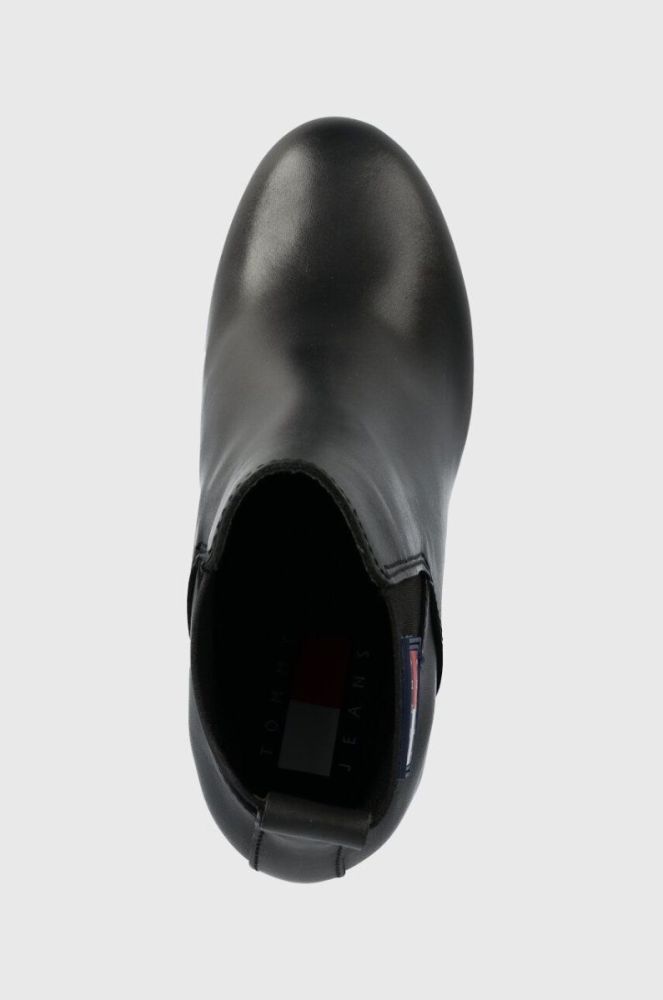 Шкіряні черевики Tommy Jeans TJW NEW ESS HIGH HEEL BOOT жіночі колір чорний на плоскому ходу EN0EN02439 фото 4