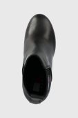 Шкіряні черевики Tommy Jeans TJW NEW ESS HIGH HEEL BOOT жіночі колір чорний на плоскому ходу EN0EN02439