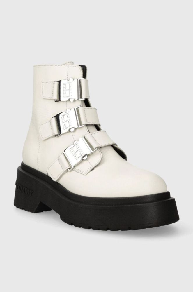 Шкіряні черевики Tommy Jeans TJW CHUNKY BOOT HARDWARE жіночі колір білий на платформі EN0EN02443 фото 2