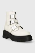 Шкіряні черевики Tommy Jeans TJW CHUNKY BOOT HARDWARE жіночі колір білий на платформі EN0EN02443