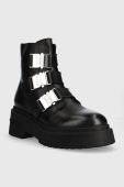 Шкіряні черевики Tommy Jeans TJW CHUNKY BOOT HARDWARE жіночі колір чорний на платформі EN0EN02443