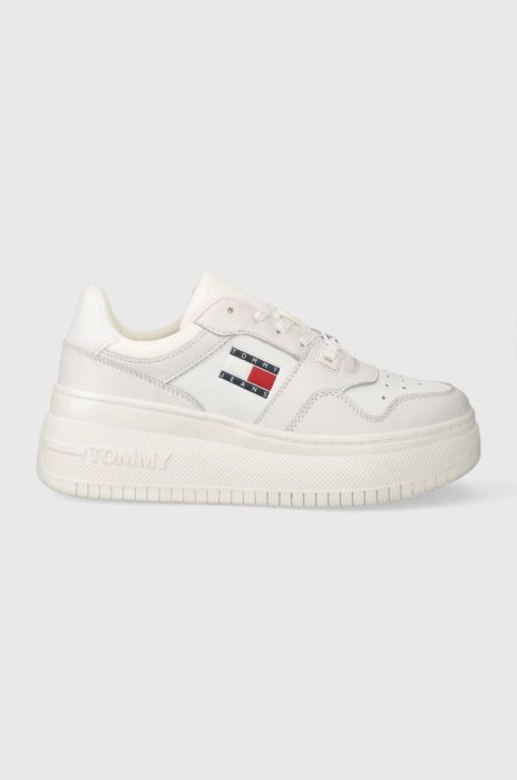 Кросівки Tommy Jeans TJW RETRO BASKET FLATFORM колір білий EN0EN02536