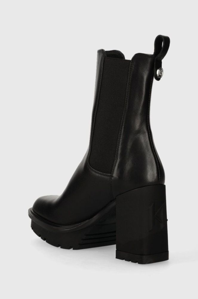 Шкіряні черевики Karl Lagerfeld VOYAGE VI жіночі колір чорний каблук блок KL30158 фото 3