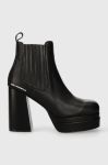 Шкіряні черевики Karl Lagerfeld STRADA жіночі колір чорний каблук блок KL30143 Шкіряні черевики Karl Lagerfeld STRADA жіночі колір чорний каблук блок KL30143