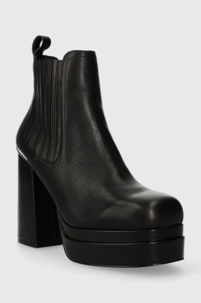 Шкіряні черевики Karl Lagerfeld STRADA жіночі колір чорний каблук блок KL30143 фото 2