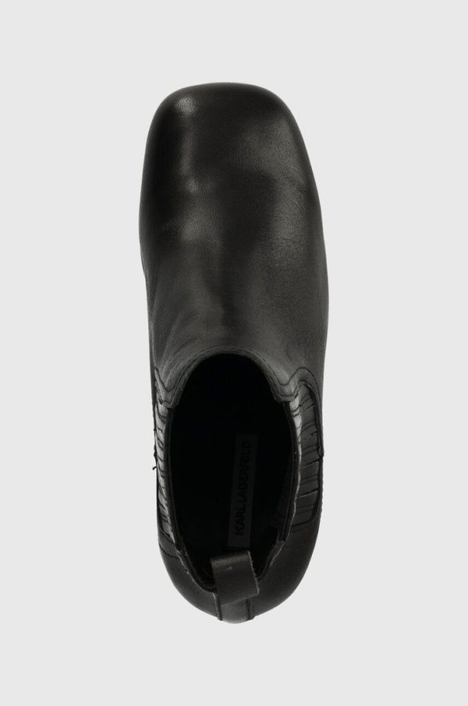 Шкіряні черевики Karl Lagerfeld STRADA жіночі колір чорний каблук блок KL30143 фото 4