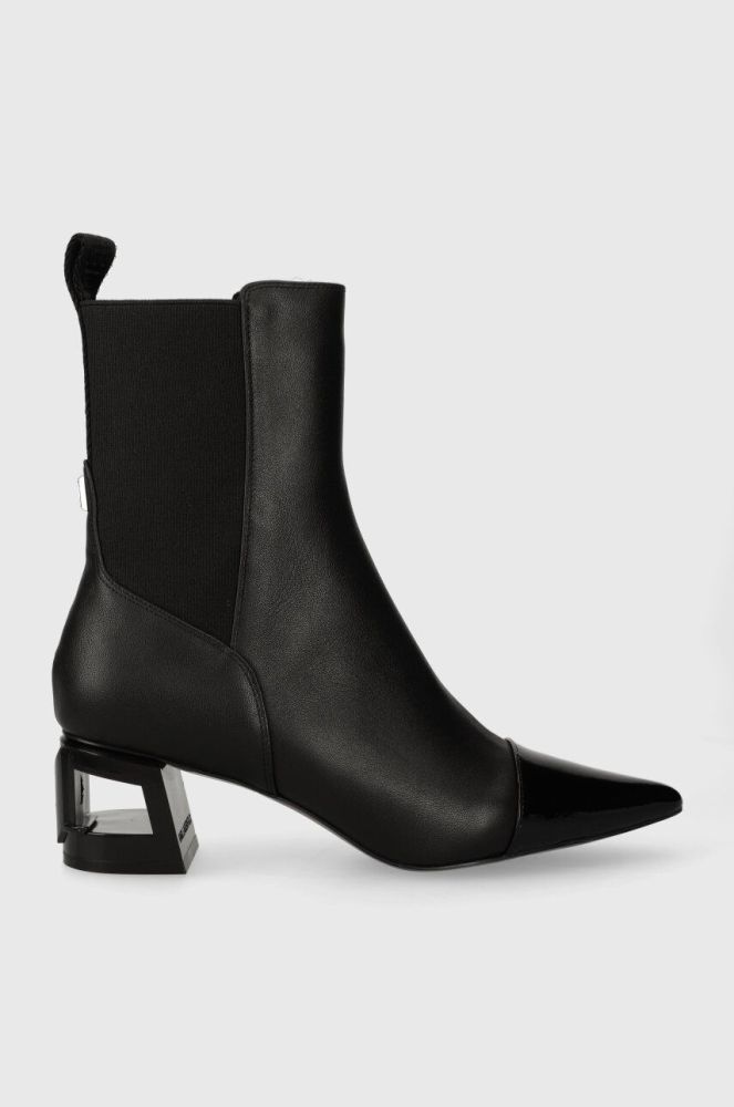 Шкіряні черевики Karl Lagerfeld TETRA HEEL жіночі колір чорний каблук блок KL31640