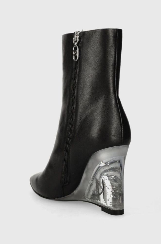 Шкіряні черевики Karl Lagerfeld ICE WEDGE жіночі колір чорний на танкетці KL34650 фото 3
