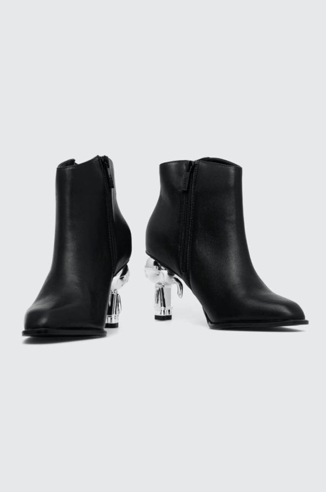 Шкіряні черевики Karl Lagerfeld IKON HEEL жіночі колір чорний каблук блок KL39035 фото 2