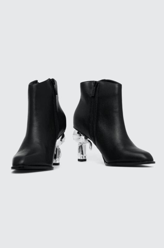 Шкіряні черевики Karl Lagerfeld IKON HEEL жіночі колір чорний каблук блок KL39035 фото 2