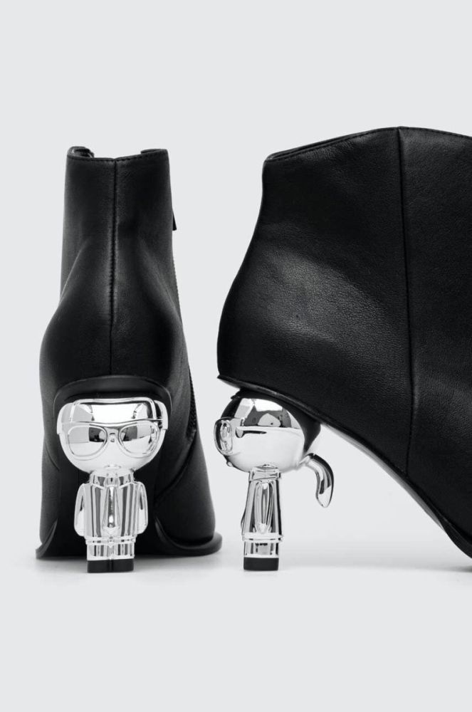 Шкіряні черевики Karl Lagerfeld IKON HEEL жіночі колір чорний каблук блок KL39035 фото 3