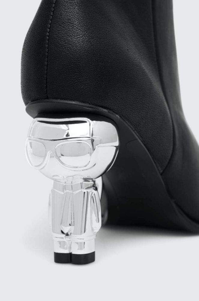 Шкіряні черевики Karl Lagerfeld IKON HEEL жіночі колір чорний каблук блок KL39035 фото 4