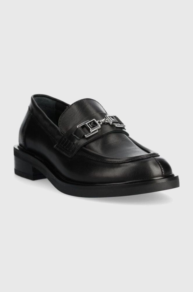 Шкіряні мокасини Karl Lagerfeld PAYTON жіночі колір чорний на плоскому ходу KL41420 фото 2