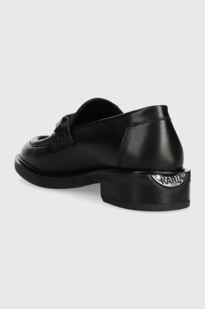 Шкіряні мокасини Karl Lagerfeld PAYTON жіночі колір чорний на плоскому ходу KL41420 фото 3