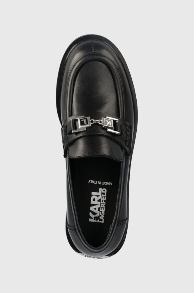 Шкіряні мокасини Karl Lagerfeld PAYTON жіночі колір чорний на плоскому ходу KL41420 фото 4