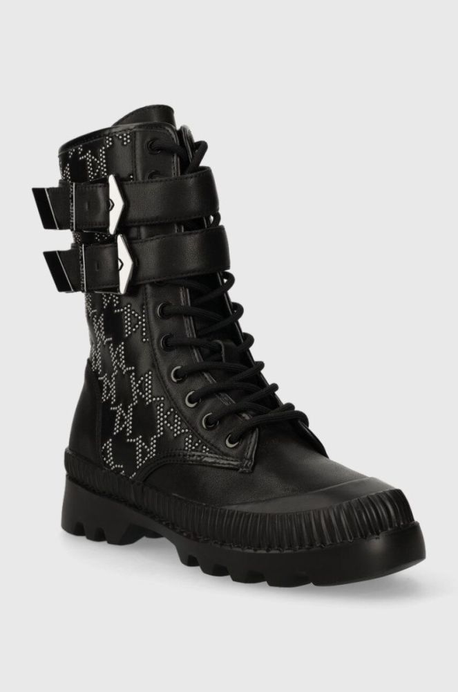 Шкіряні черевики Karl Lagerfeld TREKKA II KC жіночі колір чорний на плоскому ходу KL42586F фото 2