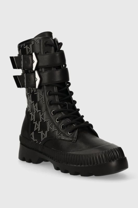 Шкіряні черевики Karl Lagerfeld TREKKA II KC жіночі колір чорний на плоскому ходу KL42586F фото 2