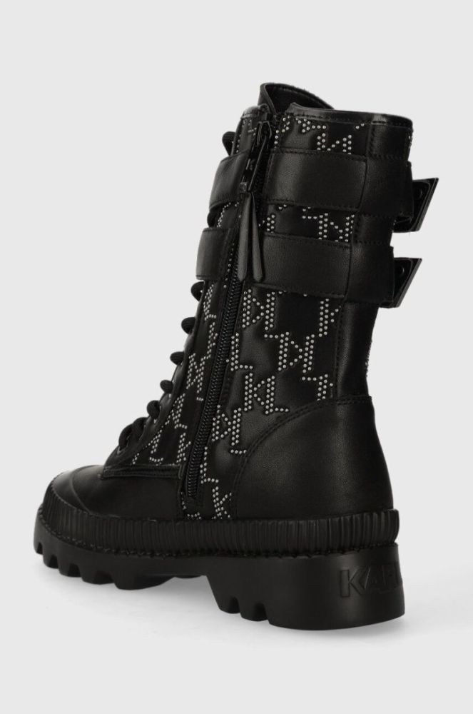 Шкіряні черевики Karl Lagerfeld TREKKA II KC жіночі колір чорний на плоскому ходу KL42586F фото 3
