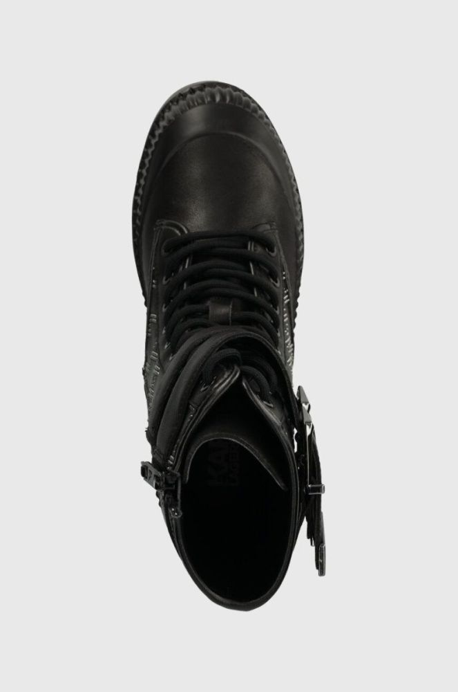 Шкіряні черевики Karl Lagerfeld TREKKA II KC жіночі колір чорний на плоскому ходу KL42586F фото 4