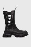 Шкіряні черевики Karl Lagerfeld TREKKA MAX KC жіночі колір чорний на платформі KL43591 Шкіряні черевики Karl Lagerfeld TREKKA MAX KC жіночі колір чорний на платформі KL43591