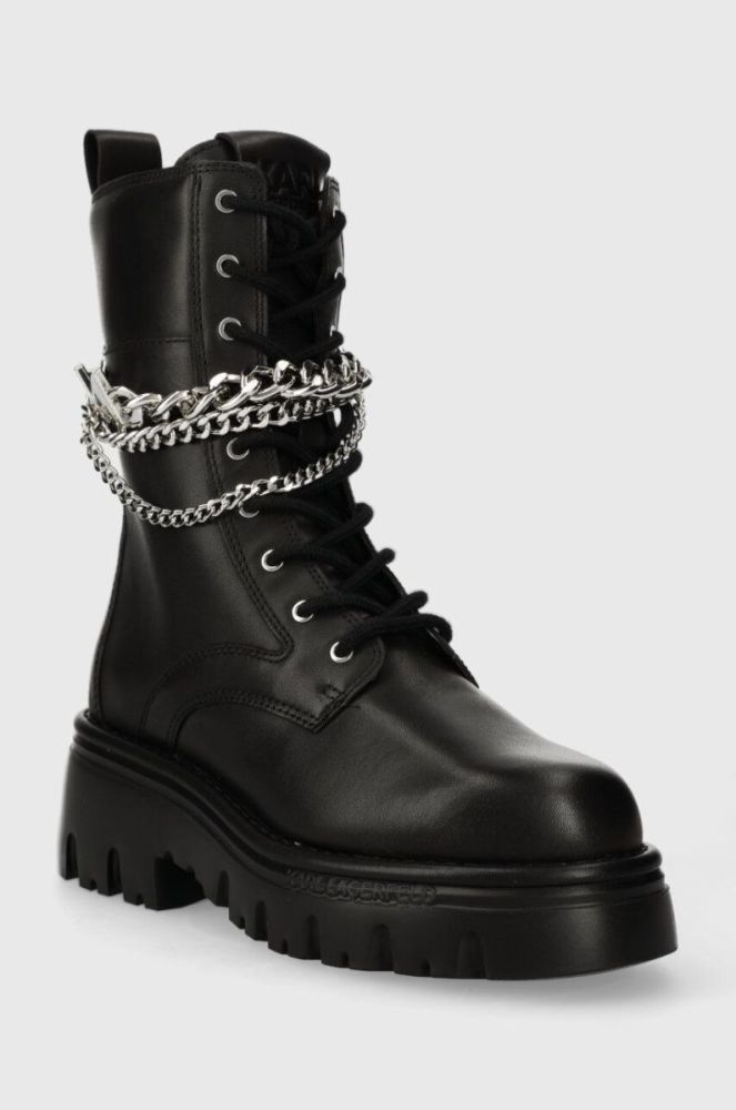 Шкіряні черевики Karl Lagerfeld KOMBAT KC жіночі колір чорний на платформі KL45376 фото 2