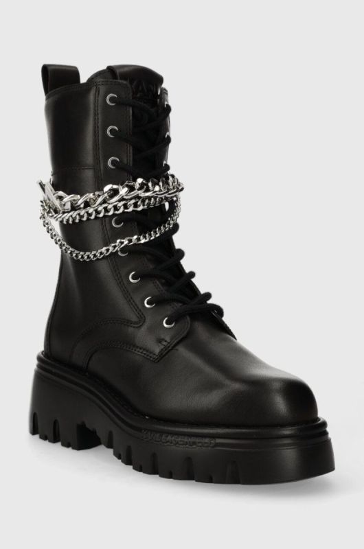 Шкіряні черевики Karl Lagerfeld KOMBAT KC жіночі колір чорний на платформі KL45376 фото 2