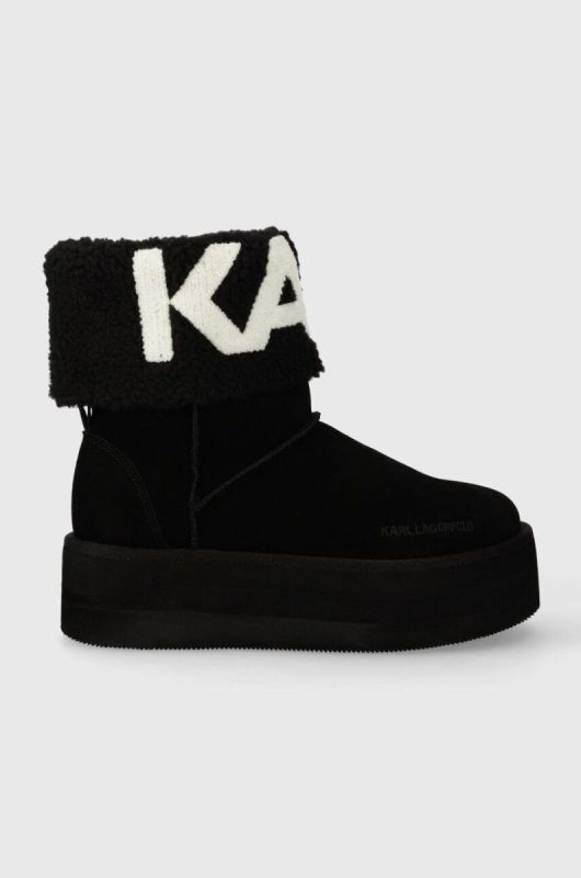 Замшеві чоботи Karl Lagerfeld THERMO колір чорний KL48552