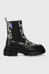 Шкіряні черевики Karl Lagerfeld Jeans BROOKE жіночі колір чорний на платформі KLJ41140 Шкіряні черевики Karl Lagerfeld Jeans BROOKE жіночі колір чорний на платформі KLJ41140