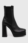 Шкіряні черевики Karl Lagerfeld Jeans STAK HEEL II жіночі колір чорний каблук блок KLJ93140 Шкіряні черевики Karl Lagerfeld Jeans STAK HEEL II жіночі колір чорний каблук блок KLJ93140