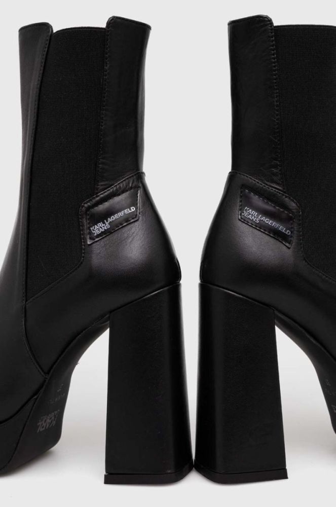 Шкіряні черевики Karl Lagerfeld Jeans STAK HEEL II жіночі колір чорний каблук блок KLJ93140 фото 3