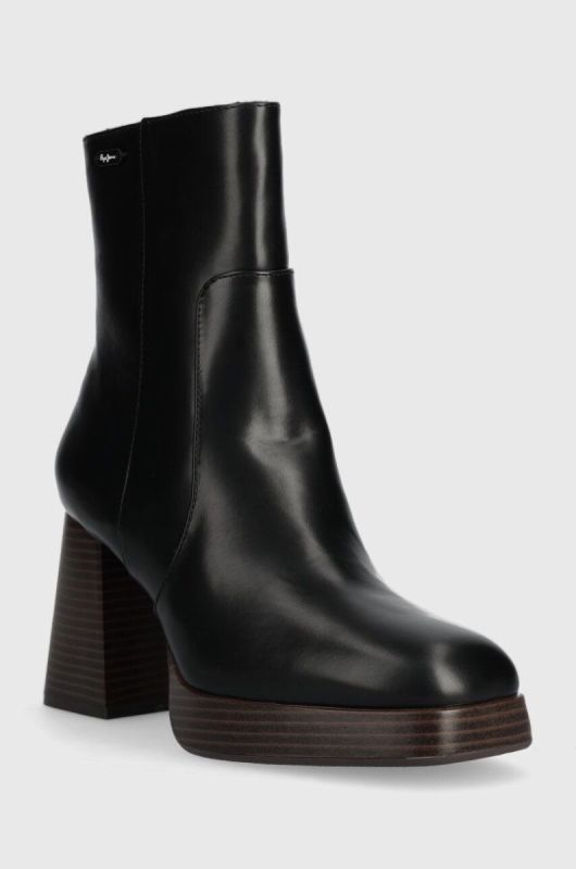 Черевики Pepe Jeans ABBA WOOD жіночі колір чорний каблук блок PLS50494 фото 2