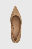 Замшеві туфлі BOSS Janet Pump 70-S колір бежевий 50498810