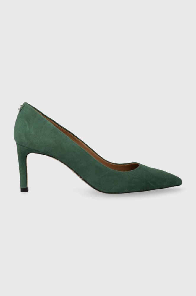 Замшеві туфлі BOSS Janet Pump 70-S колір зелений 50498810
