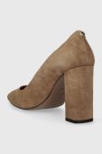 Замшеві туфлі BOSS Janet Pump 90 колір бежевий каблук блок 50503640