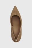 Замшеві туфлі BOSS Janet Pump 90 колір бежевий каблук блок 50503640