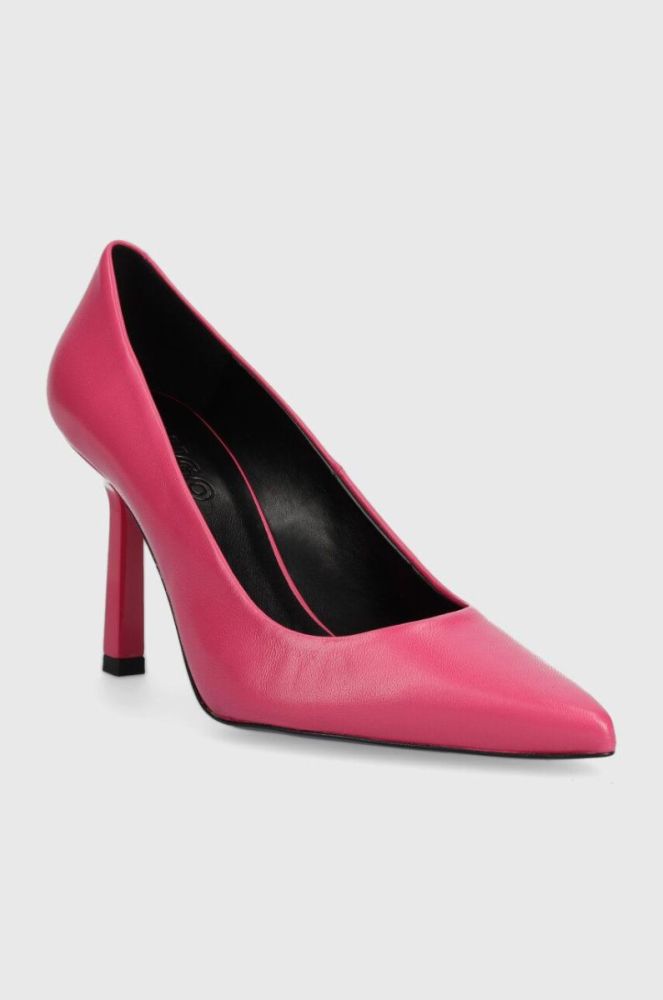 Шкіряні туфлі HUGO Katniss Pump 90 колір рожевий 50504354 фото 2