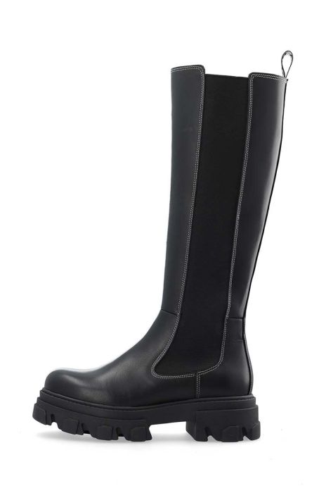 Шкіряні чоботи Bianco BIAGINNY жіночі колір чорний на плоскому ходу 11300025