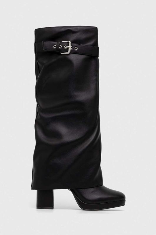 Чоботи Steve Madden Mella жіночі колір чорний каблук блок SM11002692