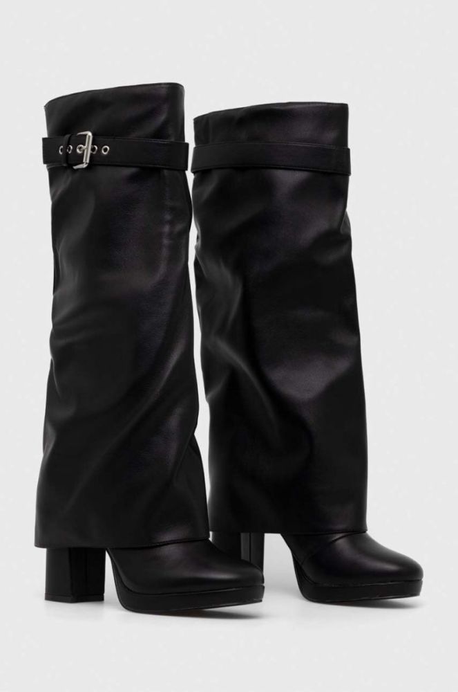 Чоботи Steve Madden Mella жіночі колір чорний каблук блок SM11002692 фото 2