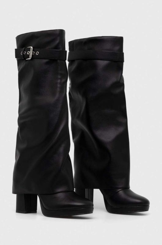 Чоботи Steve Madden Mella жіночі колір чорний каблук блок SM11002692 фото 2