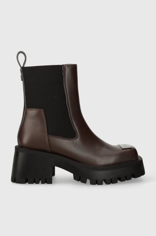 Черевики Steve Madden Sharpen жіночі колір коричневий на платформі SM19000045
