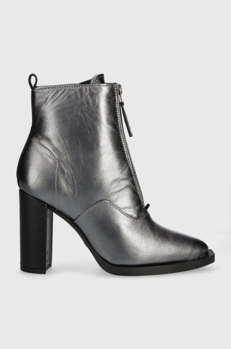 Шкіряні черевики G-Star Raw MYSID MID MET ZIP жіночі колір срібний каблук блок 2341046708.GNMET Шкіряні черевики G-Star Raw MYSID MID MET ZIP жіночі колір срібний каблук блок 2341046708.GNMET