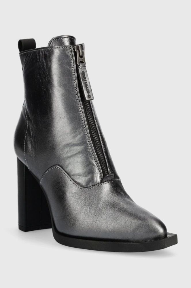 Шкіряні черевики G-Star Raw MYSID MID MET ZIP жіночі колір срібний каблук блок 2341046708.GNMET фото 2